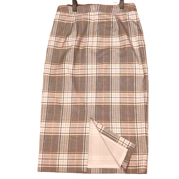 Halogen Lined Back Zip Plaid Pencil Skirt Sz 6 in Black Multi Lillian Check NWT - Picture 2 of 7